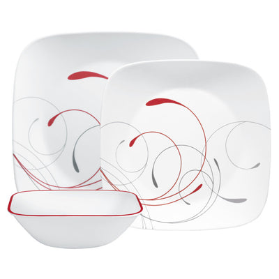 Corelle Splendor Vitrelle Glass Dinner Set 12pc - (4 Dinner Plates | 4 Luncheon Plates | 4 Soup Cereal Bowl)