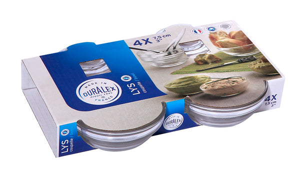Duralex Lys Stackable Bowl Set of 4 - 7.5cm/70ml - 1