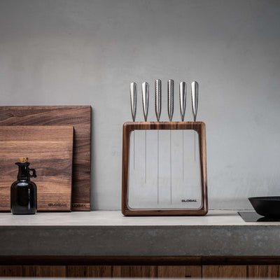 Global Hashira Knife Block Set Walnut - 7pc