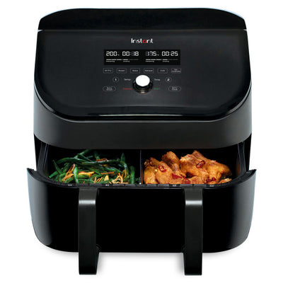 Instant VersaZone Dual Air Fryer comes with XXL Single and Double Air Frying Drawers complete with 8 Smart Programmes - Air Fry, Bake, Roast, Grill, Dehydrate, Reheat - Black, 8.5L