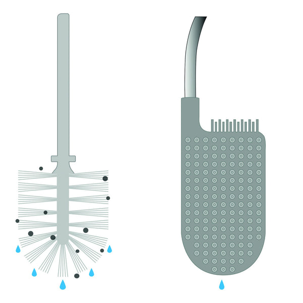 Joseph Joseph Flex Lite Toilet Brush D-shaped head, anti-drip design, anti-clog wide bristle spacing – H42.2cm x W12.3cm x L8.7cm - 1