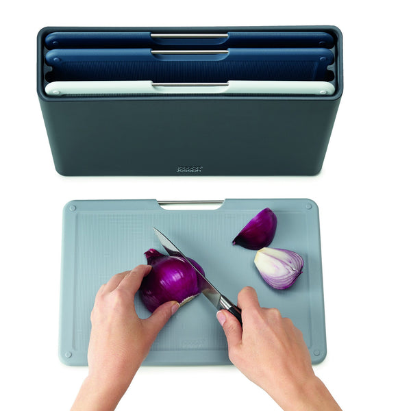 Joseph Joseph Folio Large Chopping Board Set (Graphite) with Stainless-Steel Case – 4 Piece - 3