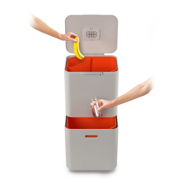 Joseph Joseph Totem Stone - 60L (2x 30L Compartments for Waste Separation and Recycling Kitchen Trash) - 1