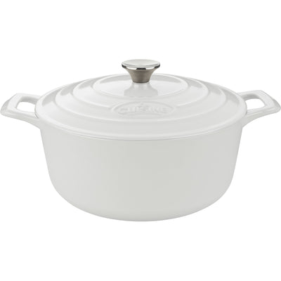 La Cuisine Round Cast Iron Casserole 28cm White