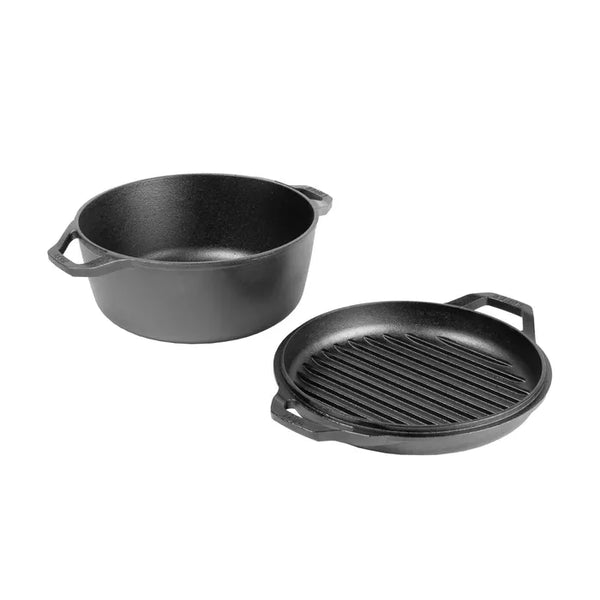 Lodge Chef Collection Double Cast Iron Induction Dutch Oven - 5.7L - 3