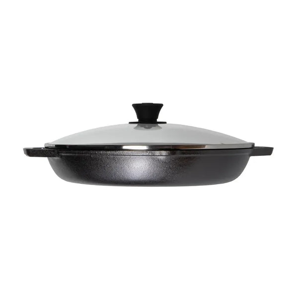 Lodge Chef Collection Cast Iron Induction Pan with Glass Lid - 30cm - 3