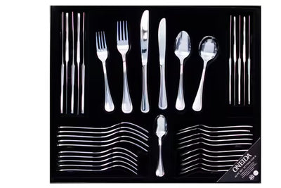 Oneida Barcelona 42pc Cutlery Set - (6x Each Table Knife, Table Fork, Dessert Knife, Dessert Fork, Dessert Spoon, Euro Size Teaspoon, Soup Spoon)