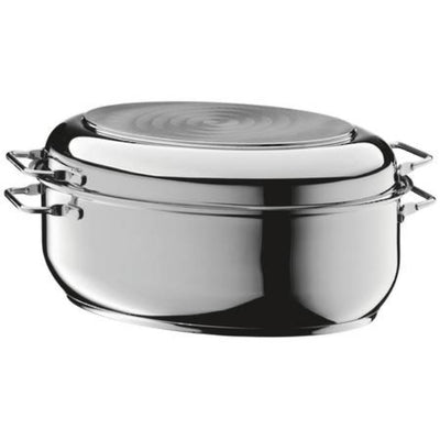 WMF 38cm x 22.5cm Roasting Pan 8.5L Oval 2-in-1 Stainless Steel