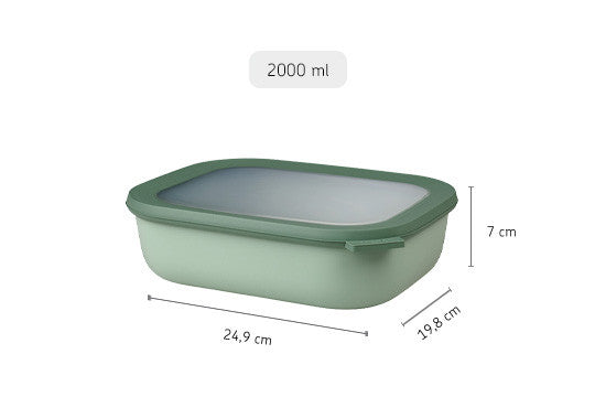 Mepal Cirqula Rectangle Food Storage Container Nordic Sage Polypropylene - 2000ml - 2