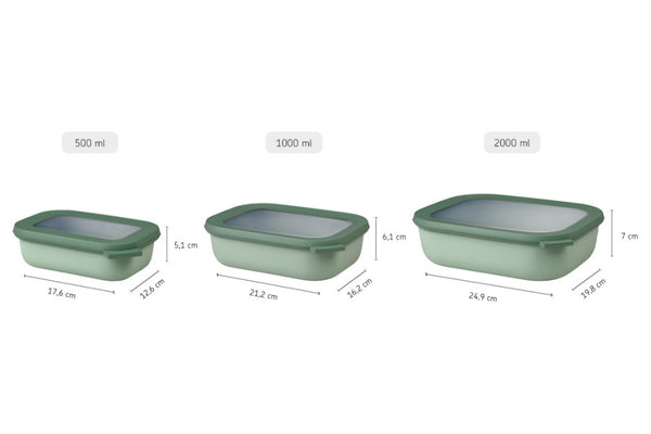 Mepal Cirqula Food Storage Rectangle Small Set 3-Piece Nordic Sage - 2