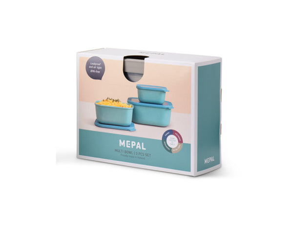 Mepal Cirqula Rectangle Food Storage Container Small Set 3-Piece Nordic White - 1