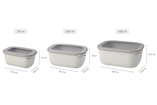 Mepal Cirqula Rectangle Food Storage Container Small Set 3-Piece Nordic White - 2
