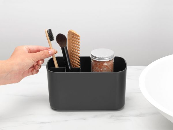 Brabantia Bathroom Caddy ReNew Black - Hold Toothbrushes, Tubes, Brushes, And More - 1