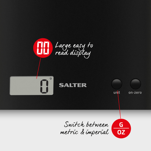 Salter Arc Electronic Kitchen Scale - Max Capacity 3kg - 3